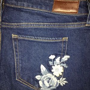 Flower embroidered hollister jeans
